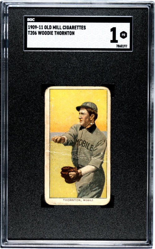 1909 T206 WOODIE THORNTON POOR OLD MILL SOUTHERN LEAGUE SGC 1 MOBILE SEA GULLS