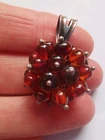 Vintage Sterling Silver Amber Cluster Pendant R3N
