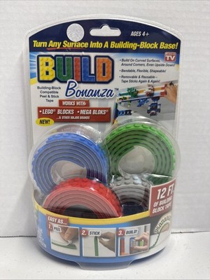 Build Bonanza 12 Ft Peel Stick Brick Tape LEGO Mega Bloks Compatible New
