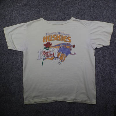 #ad #ad Vintage 1981 Rose Bowl UW Huskies Single Stitch Shirt Mens L Yellow College NCAA $24.95