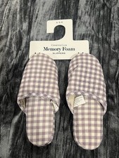 Charter Club Lavender Checkered Slippers Size Small 5-6