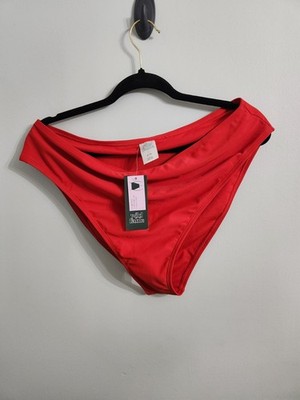 Wild Fable Women's Size XL (16) Scoop Front High Leg Cheeky Bikini Bottom Red