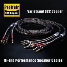 Pair Bi-Wire OCC Copper Audio Speaker Cable with HIFI Gold Plated Banana Plugs