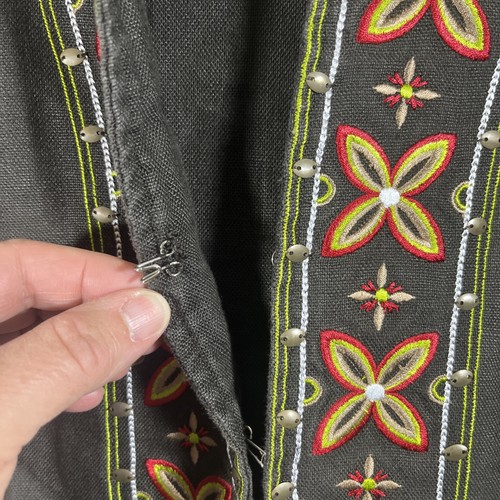 Gilet Chico's donna taglia 3 marrone lungo lino sud ovest ricamo boho - Foto 5 di 7