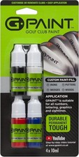 G-Paint Golf Club Paint 4-Piece Set - Black, White, Red, Blue - Easy Touch-Up 