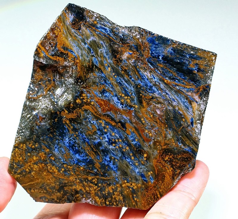 445Ct Blue Fire Golden Bi Color Pietersite Facet Rough Specimen Namibia YBDA156