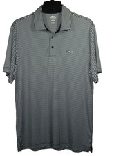 Greg Norman Attack Life Play Dry Polo Shirt Men XL Blue Striped Short Sleeve