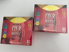 2 Sets SONY CD-R Music 15 Compact Disc 5 Colors Slim Jewel Cases 80 Min Sealed