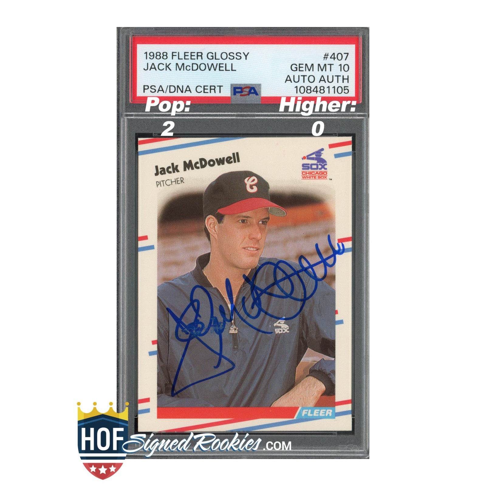 1988 Fleer Glossy #407 Jack McDowell PSA 10 Auto Auth gem mt mint *HOFSR*