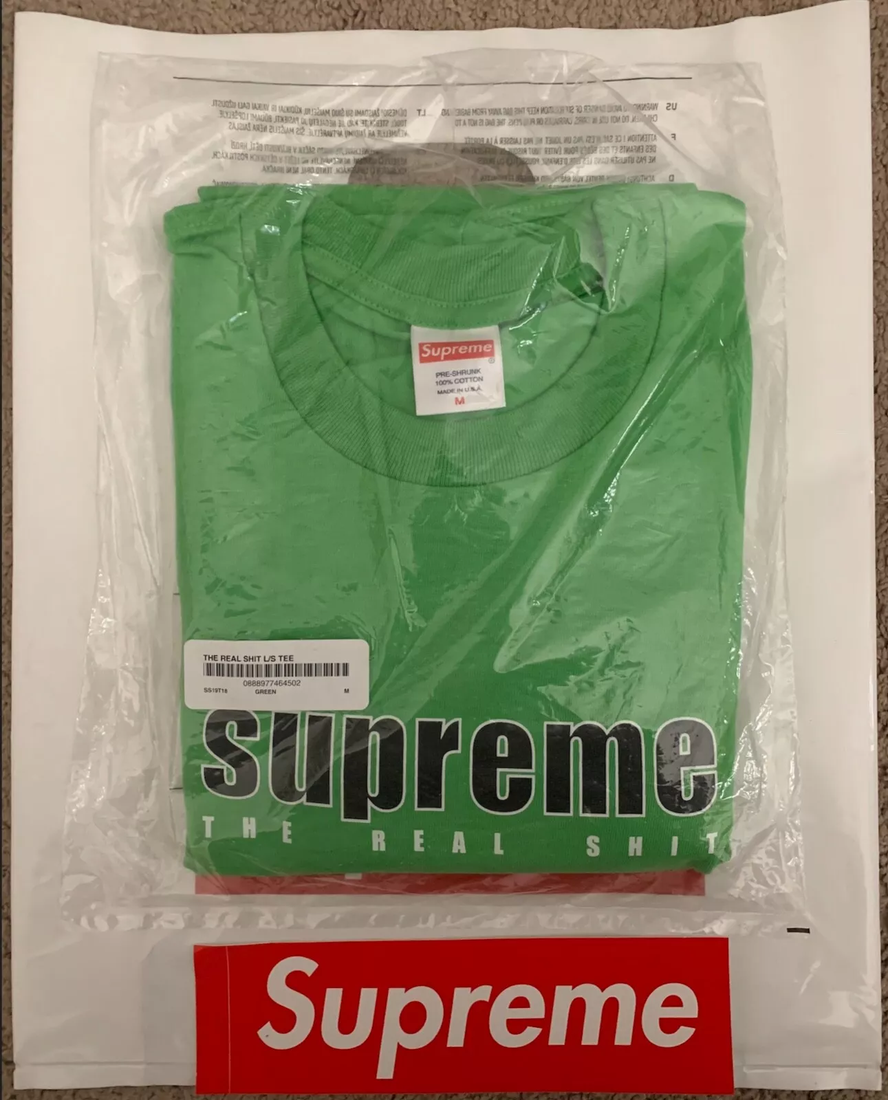 Tee shirt vert Supreme The Real Sh*t L/S   SS19 Medium