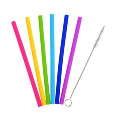 Silicone Drinking Straws Reusable Party Milkshake Smoothie 6 Colours- cleaners