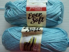 Premier Ever Soft worsted yarn, Powder Blue, lot of 2 (158 yds each)