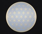 Flower of life gold plated crystal grid coaster, sacred geometry disc