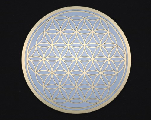 Blume des Lebens vergoldet Kristall Gitter Untersetzer, Heilige Geometrie Scheibe - Bild 1 von 5