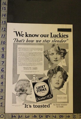 1929 MYRNA DARBY MOYLAN MURREL FINLEY ACTRESS LUCKY STRIKE CIGARETTE AD 24760