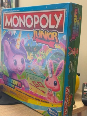 Hasbro Monopoly Junior Board Game Unicorn for 2-4 Players Ages 5+ Pre-loved