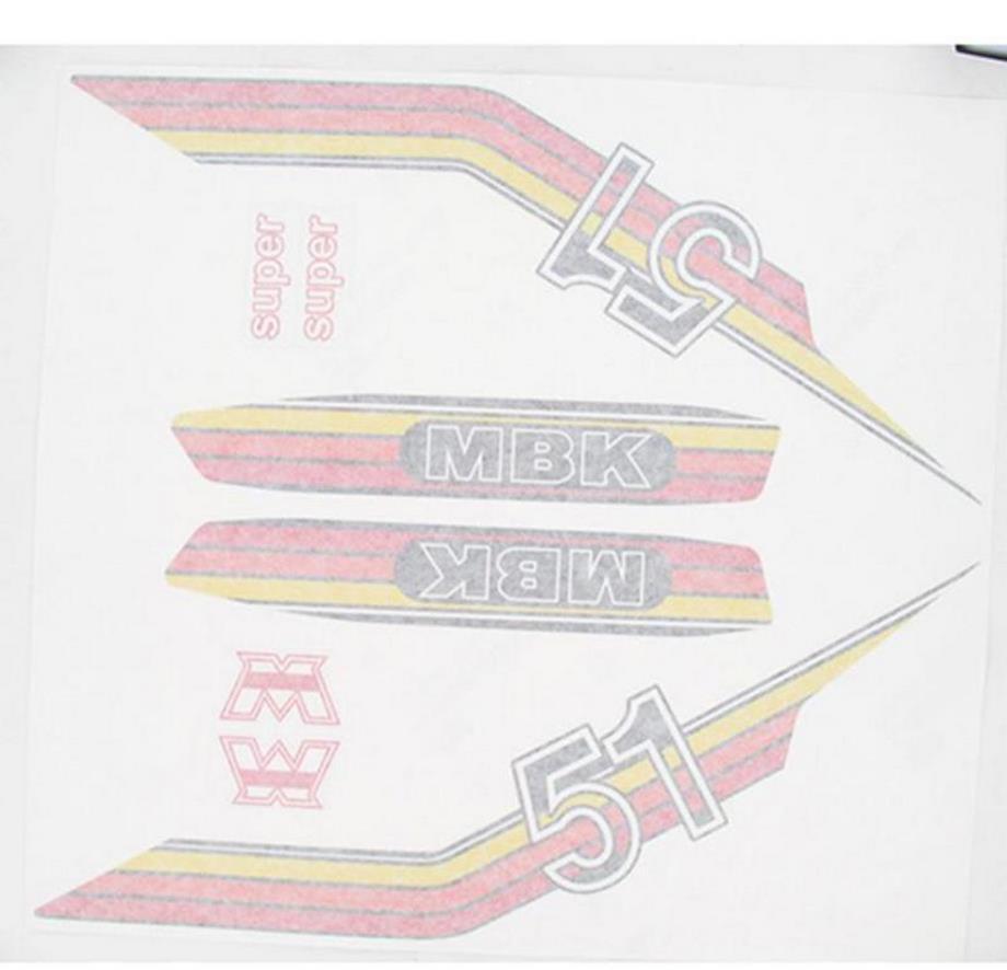 Autocollant cyclo MBK 51 pièces de rechange sticker Motobécane jaune orange rouge x10