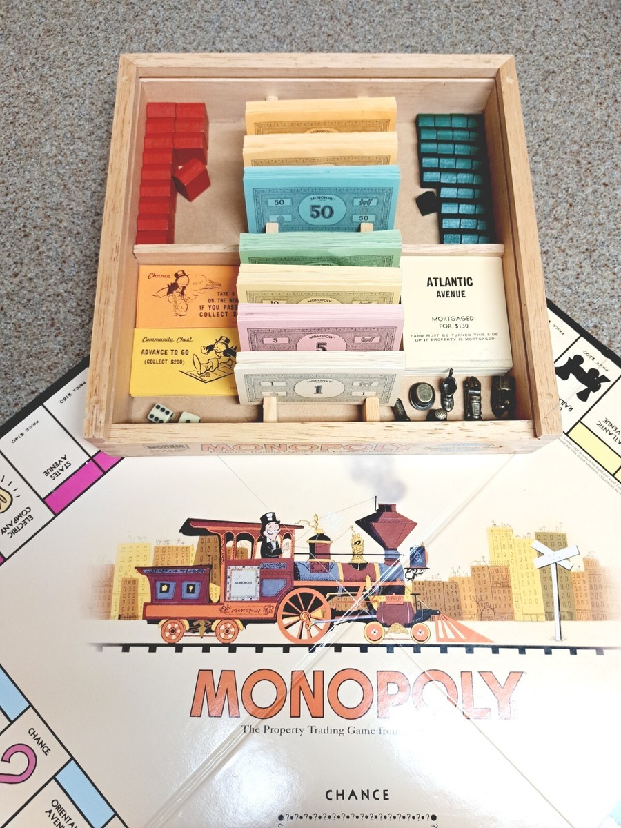 Vintage Monopoly Nostalgia Edition Wooden Collector's Box
