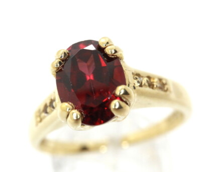 GOLDJUNGE69 * SOGNI D`ORO EDELSTEIN RING (18) RHODOLITH FACETT AAA 375er GELBGOL