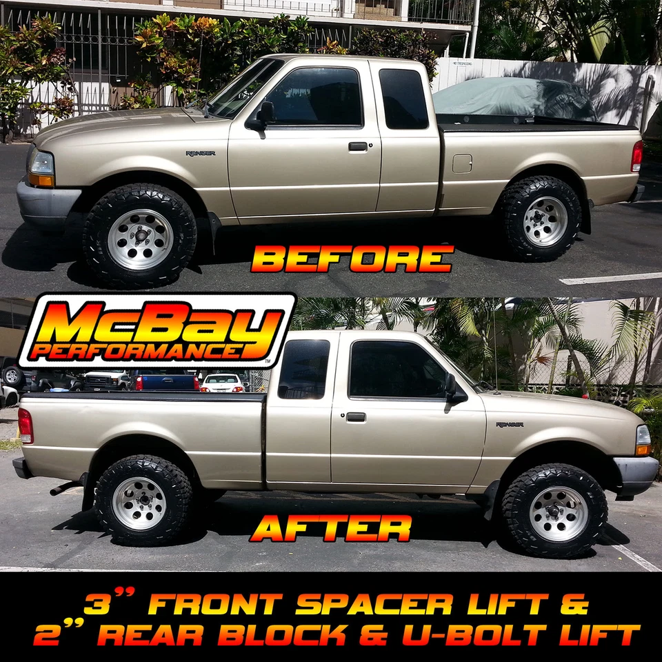 Kit de elevación de bloque trasero y perno en U de 2" 1998-2012 2x2 Ford Ranger Mazda B3000 camioneta EE. UU. Foto 3 de 4
