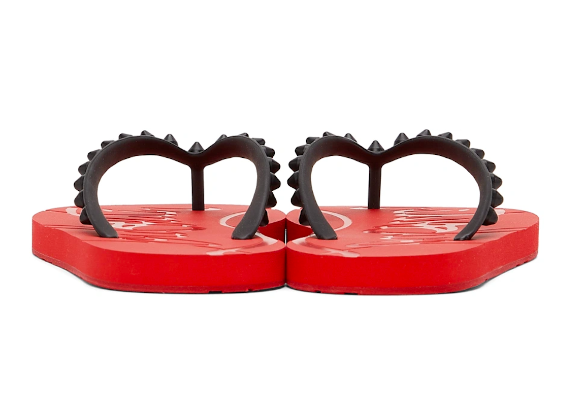 CHRISTIAN LOUBOUTIN spiked rubber flip flops, New, Auth