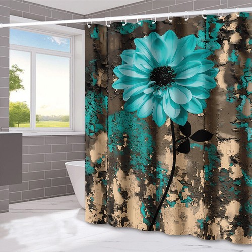 Wooden Flower Series Shower Curtain Bathroom Curtain with 12 Hooks Waterproof - Picture 45 of 47