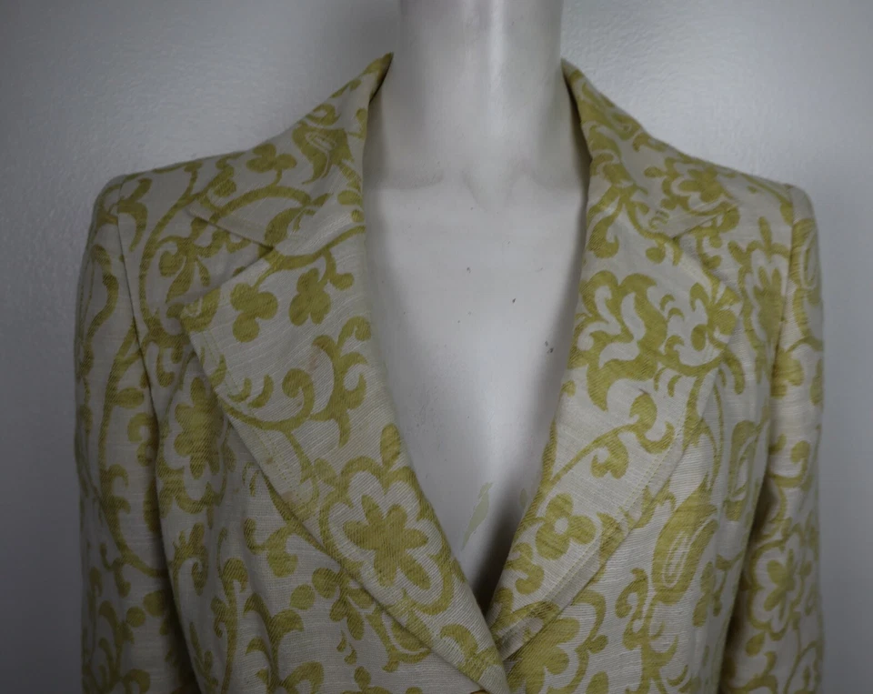 Blazer para mujer Ellen Tracy talla 8 amarillo y beige floral tejido chaqueta carrera Foto 2 de 4