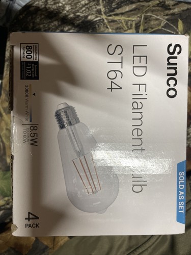 Sunco LED Filament Bulb ST64 8.5w Equivalent To 60w 4 Pack