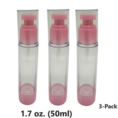 3-Pack Airless Pump Bottles Empty Pump Bottle Pink -1.7 oz. (50ml)
