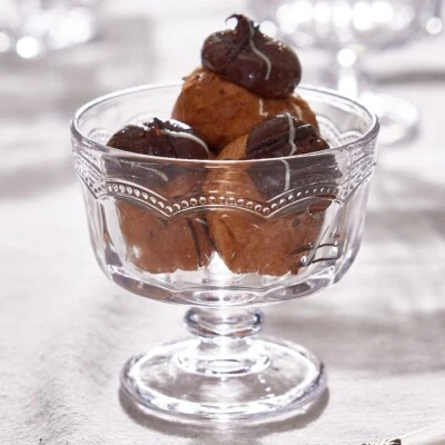 UNMARKED Vintage Footed Glass Bowl Fruit Dessert Trifle Serving Dish Glassware Tableware