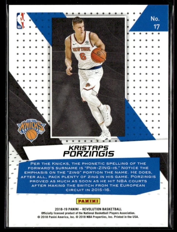 2018-19 Panini Revolution Vortex Kristaps Porzingis #17 - Image 2 of 2