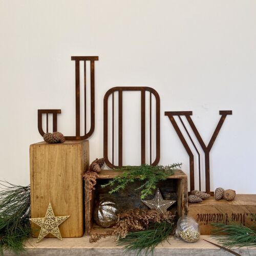 Personalised Gifts , For Him Or Her , Joy Art Deco Letters , Xmas Decor , Rustic - Picture 1 of 12