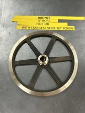 RARE BOSTON GEAR G-1222 BRONZE PULLEY 6” DIAMETER 1/2” BORE FOR ROUND BELT