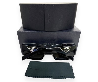 Prada Sunglasses SPR13Z 1AB-5S0 Black Cat Eye Frames Gray Lens w/case