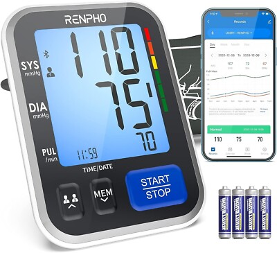 RENPHO Blood Pressure Monitor Home Use Bluetooth Smart BP Machine Gift for Mom