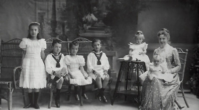 Black White Photo Mother With Her Children Family  7x10  Reprint  A-22