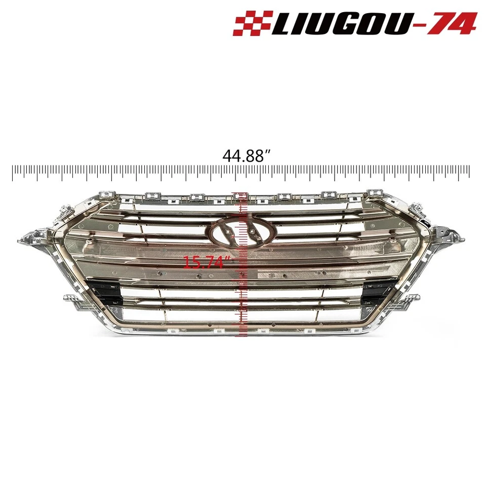 Fit For 2017-2018 Hyundai Elantra Replacement Front Bumper Grille W/ Chrome Trim Foto 3 de 4