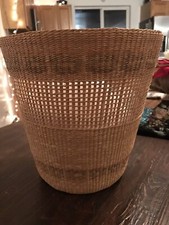 Large Vintage Alaska Native Indian Eskimo Grass Bark Berry Basket Fine Woven