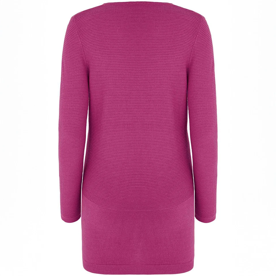 SIZE 10 TO 26 EX BON MARCHE RIBBED TUNIC JUMPER POCKET FRONT COMFORT FIT - Image 4 of 4