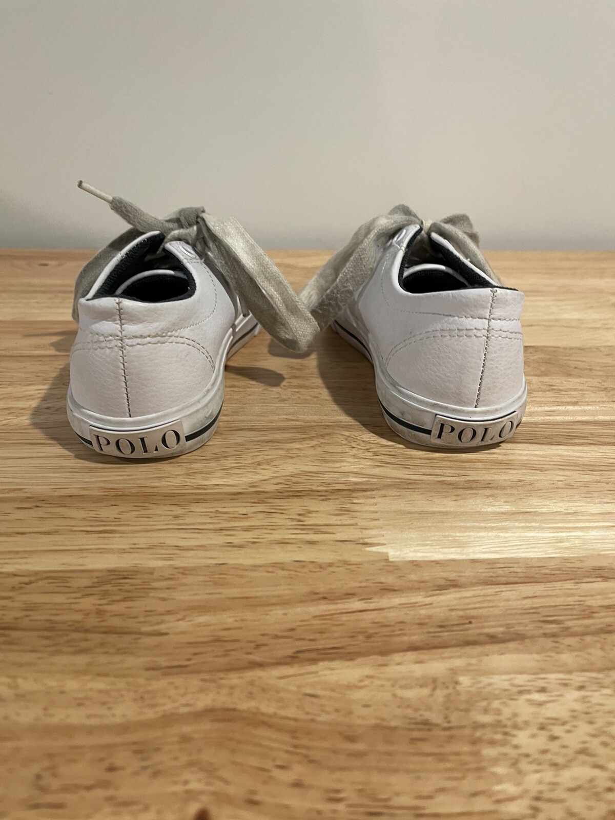 Scarpe sneakers Polo Ralph Lauren bianche in pelle blu pony giovanili taglia 10 5