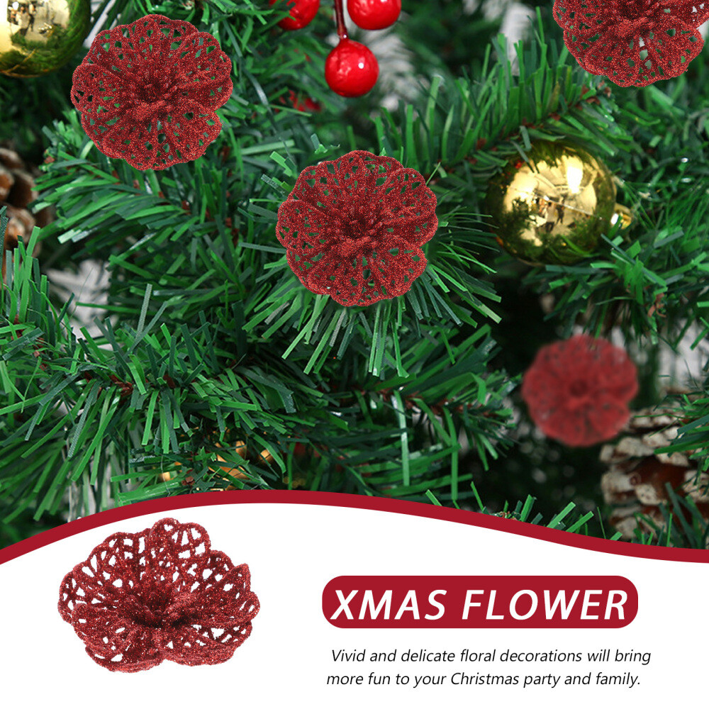 10pcs DIY Xmas Tree Flower Artificial Flower Fake Flower Xmas Tree