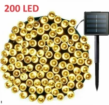 200 LED Solar String Lights 72FT Warm White 8 Modes Auto On/Off Xmas Decorations