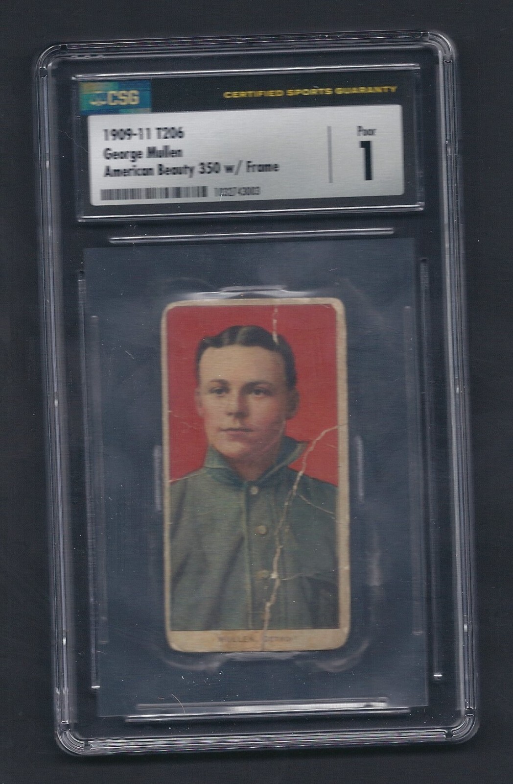 T206 GEORGE MULLEN - RARE AMERICAN BEAUTY 350 - CSG Graded - DETROIT TIGERS