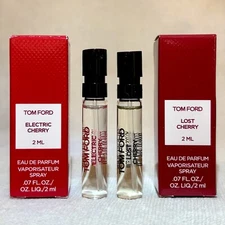 Tom Ford Electric Cherry EDP + Lost Cherry EDP Sample Sprays .07oz, 2mL Ea NIB