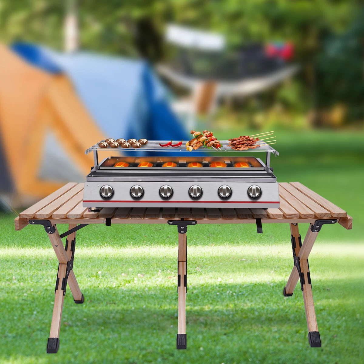 2 Burner Portable Stainless Steel BBQ Table Top Grill for Outdoors