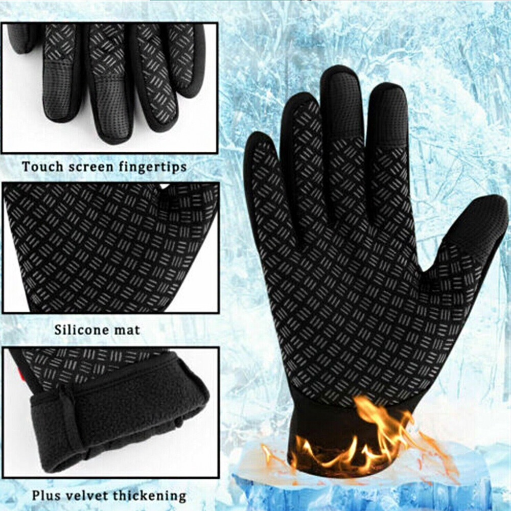 Thermal Windproof Waterproof Winter Gloves  Men Women Touch Screen Warm Mittens