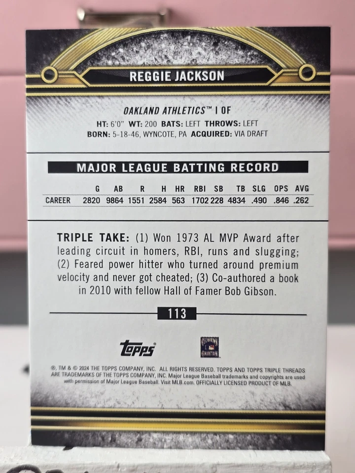 2024 Topps Triple Threads #113 Reggie Jackson Gold #/99 - Image 2 of 2