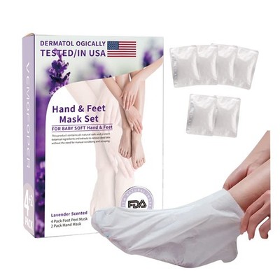 Foot & Hand Peel Mask Set, Hydrating Foot Peeling Masks for Dry Cracked Feet,
