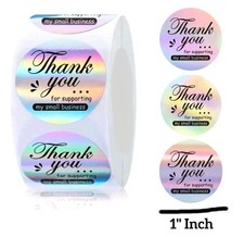 100 THANK YOU 1" ASSORTED STICKERS LABELS SEALS Holographic Small Business