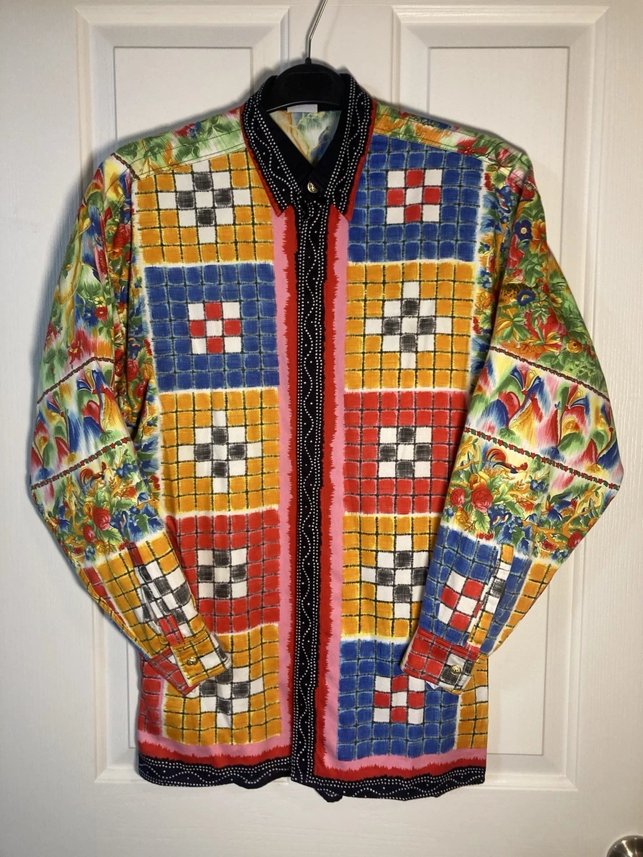Preços baixos em Camisas masculinas multicoloridas Versace tamanho